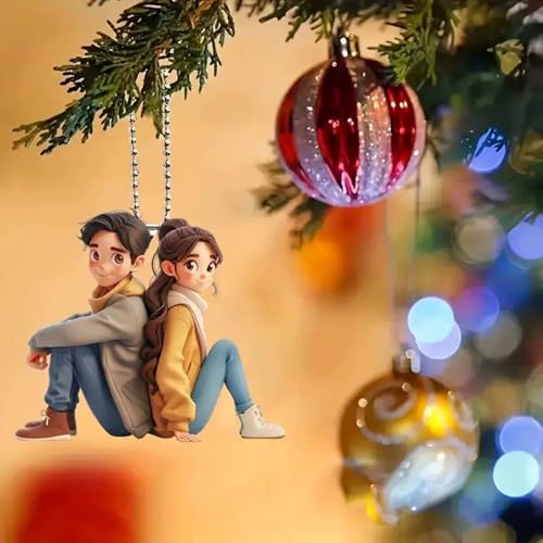 Flenzy Cute Couple Car Hanging Ornament, Home Decorative Pendant with Ball Chain, Car Interior Accessory - Image 3