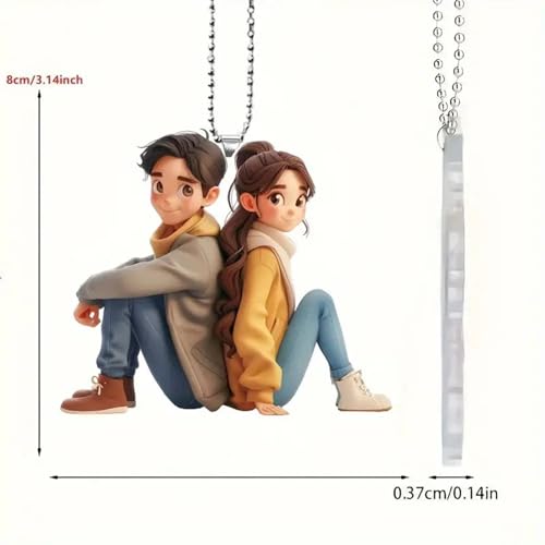 Flenzy Cute Couple Car Hanging Ornament, Home Decorative Pendant with Ball Chain, Car Interior Accessory - Image 5