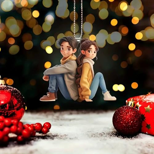 Flenzy Cute Couple Car Hanging Ornament, Home Decorative Pendant with Ball Chain, Car Interior Accessory - Image 4
