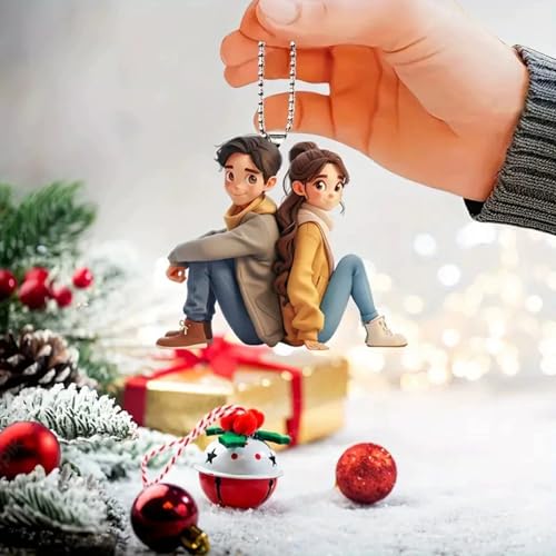 Flenzy Cute Couple Car Hanging Ornament, Home Decorative Pendant with Ball Chain, Car Interior Accessory - Image 2