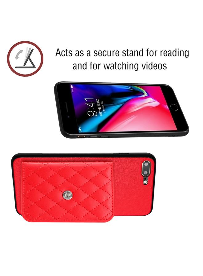 erorex Case For iPhone 8 Plus / 7 Plus Rhombic Texture Card Bag RFID Phone Case with Long Lanyard - Image 4