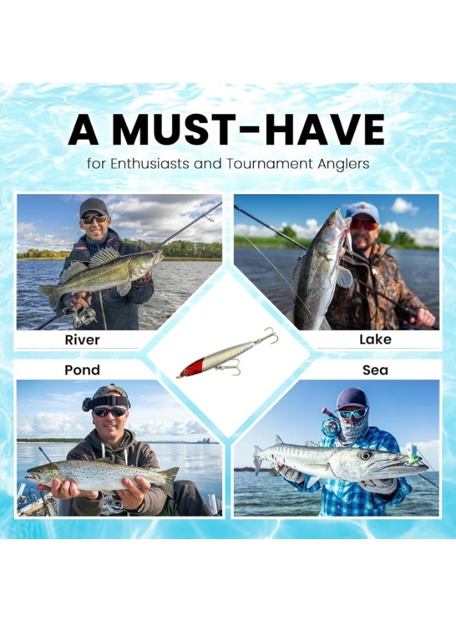 SYOSI Topwater Fishing Lures Set, Jerkbait and Crankbait Lures, Floating Bass Lure for Halibut, Striper, Trout, Panfish, Includes 0.35oz & 0.49oz Weights with Storage Box (5-Piece) - Image 3