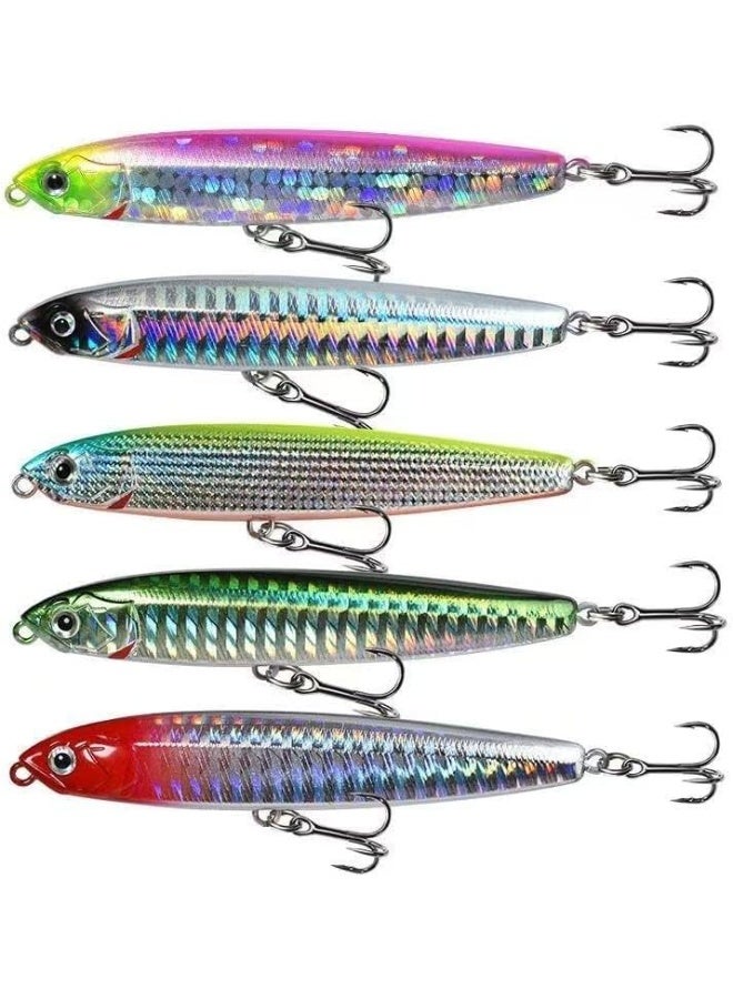 SYOSI Topwater Fishing Lures Set, Jerkbait and Crankbait Lures, Floating Bass Lure for Halibut, Striper, Trout, Panfish, Includes 0.35oz & 0.49oz Weights with Storage Box (5-Piece) - Image 1