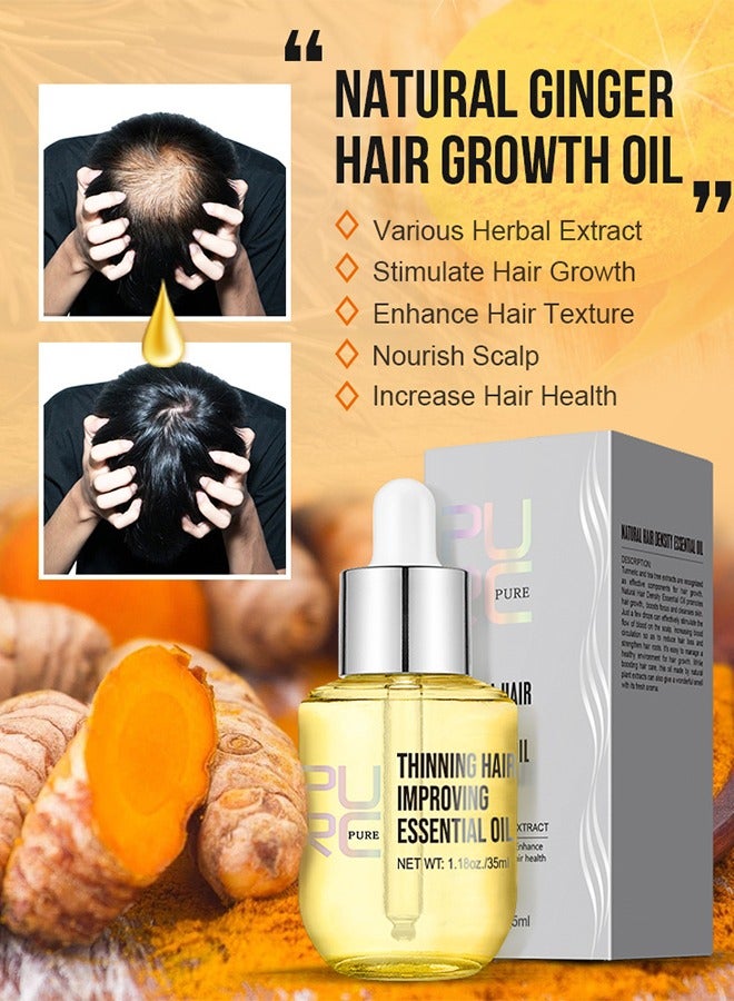 PURC Natural Density Essential Oil, Hair Growth Essence Thickener Regrowth Hair Serum Treatments Oil Fast Grow Hair for Hair Loss Care Product (35ML) - Image 2