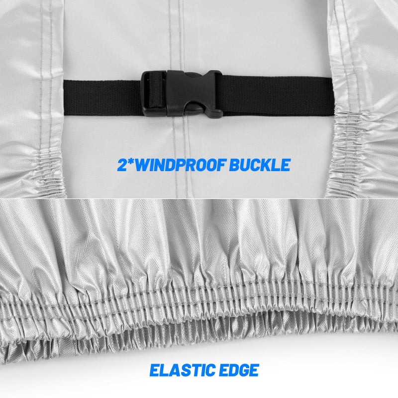 Favoto Bicycle Cover Waterproof Outdoor - Bike Cover for 2 Bikes Outdoor Storage Windproof UV Snow Proof with Lock Hole for Mountain Road City Bike Beach Cruiser Bike, Solid Silver - Image 4