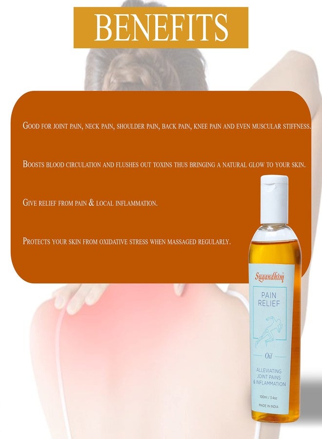 Sugandhim Pain Relief Oil, 1 X 100ml 100% Natural & Ayurvedic, No Chemical, Blend Of Malkangani, Nagarmotha, Frankincense & Lavender Essential oils, Made In India - Image 4