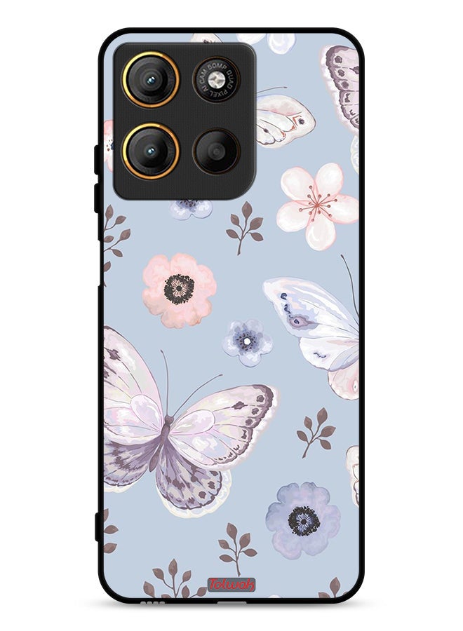 Tolwak Motorola Moto G15 Protective Case Cover Butterflies And Flowers