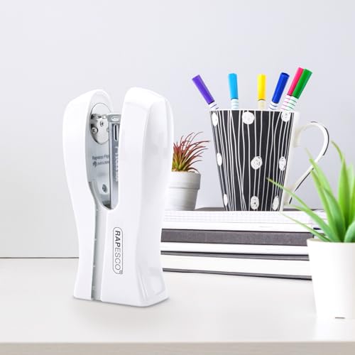 Rapesco 1319 Stand Up Stapler, Space-Saving Desktop Stapler, 20 Sheet Capacity, Ergonomic Grip, Uses Type 26 Standard 1/4" and Type 24 High-Capacity 1/4" Staples, White - Image 3