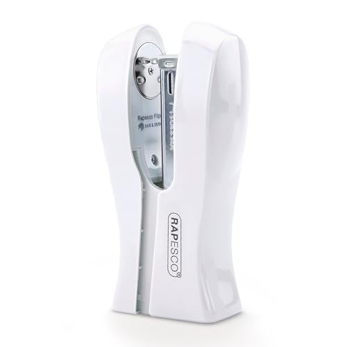 Rapesco 1319 Stand Up Stapler, Space-Saving Desktop Stapler, 20 Sheet Capacity, Ergonomic Grip, Uses Type 26 Standard 1/4" and Type 24 High-Capacity 1/4" Staples, White - Image 1