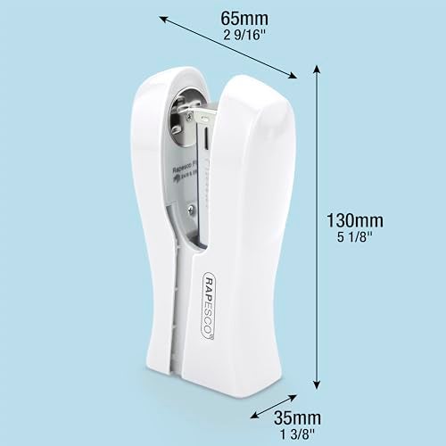 Rapesco 1319 Stand Up Stapler, Space-Saving Desktop Stapler, 20 Sheet Capacity, Ergonomic Grip, Uses Type 26 Standard 1/4" and Type 24 High-Capacity 1/4" Staples, White - Image 5