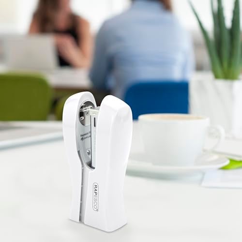Rapesco 1319 Stand Up Stapler, Space-Saving Desktop Stapler, 20 Sheet Capacity, Ergonomic Grip, Uses Type 26 Standard 1/4" and Type 24 High-Capacity 1/4" Staples, White - Image 4