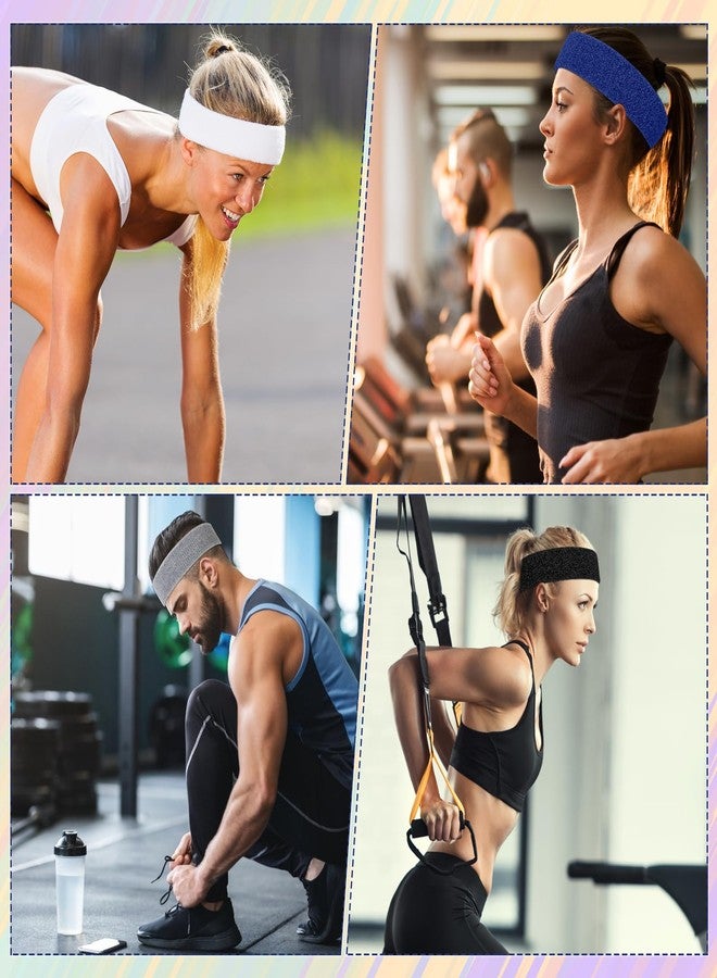 EYBDYB 4 Pack Sweatbands for Men & Women – Soft & Absorbent Cotton Terry Headbands for Sports, Gym, Running, Basketball, and Workouts - Image 5