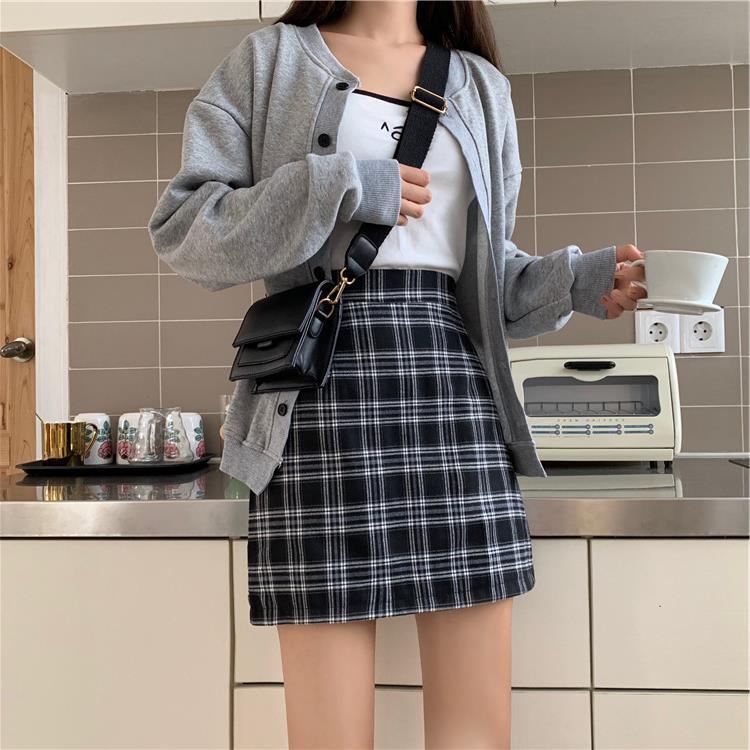 Skirt Women'S Plaid Hip Bag Japanese Korean American Style College Style High Waist Slimming Hip Bag A Short - Image 2