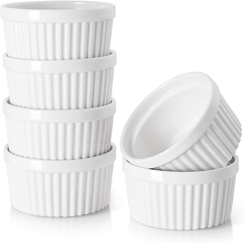 White Ceramic Ramekin Plates Souffle Creme Brulee