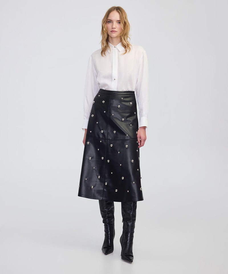 Ipekyol Stud-Embellished Faux-Leather Skirt - Image 1