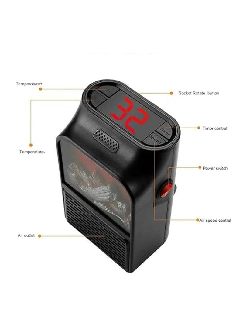 Dreamzon Portable Electric Flame Heater With Cable And User Manual 1000W 1000.0 W K13494EU Black/White/Silver  - Image 2