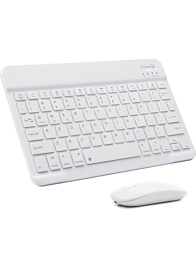 White Bluetooth Keyboard and Mouse Combo,Ultra-Slim Portable Wireless Mouse Keyboard Set,Compact magnetic suction Keyboard,Suitable for IOS Android Windows  - Image 1