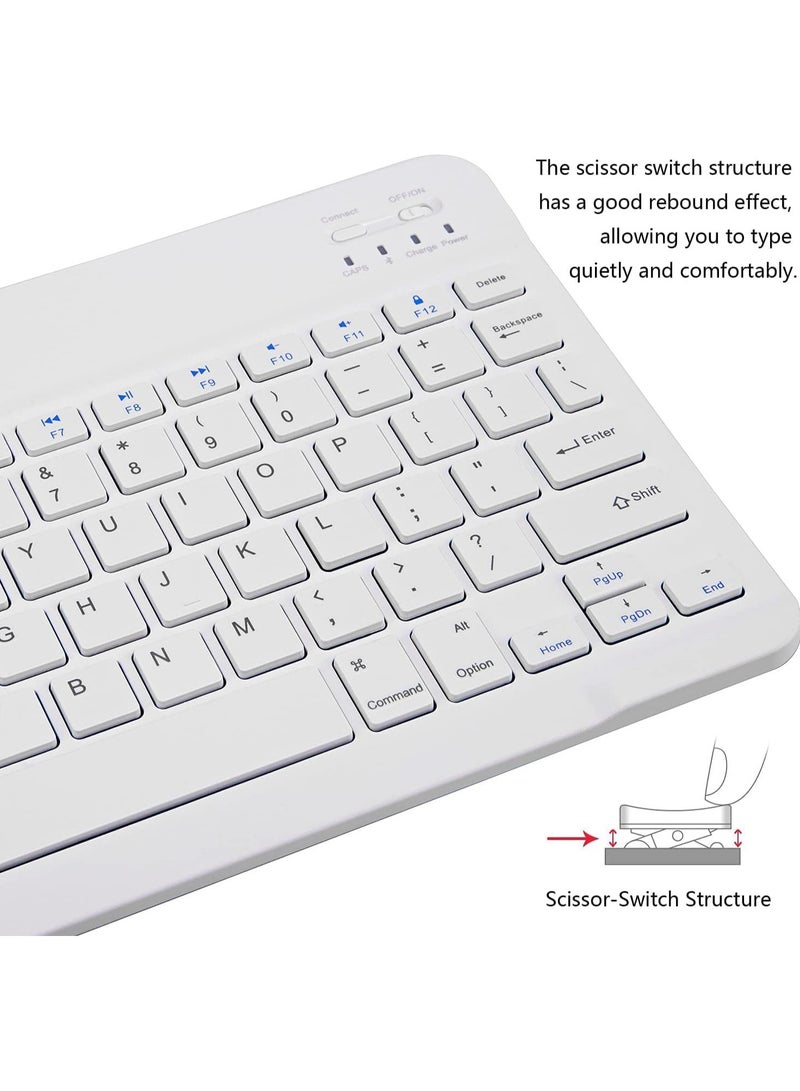White Bluetooth Keyboard and Mouse Combo,Ultra-Slim Portable Wireless Mouse Keyboard Set,Compact magnetic suction Keyboard,Suitable for IOS Android Windows  - Image 2