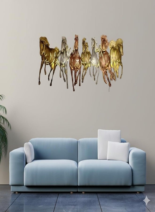 RHD Metal Abstract Floral Art/Wall Hanging/Wall Sculpture (7 HORSE CUTTING MIDDIUM MULTI (B) for, Perfect for Restaurant, office, café & size (42 * 2 * 17) - Image 1