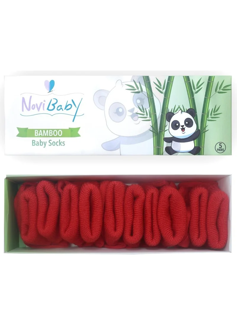 Novibaby 5-Piece Bamboo Newborn Baby Socks I Rudy I 0-6 Months