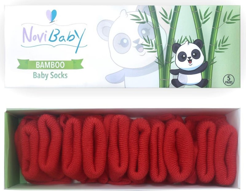Novibaby 5-Piece Bamboo Newborn Baby Socks I Rudy I 0-6 Months  - Image 1