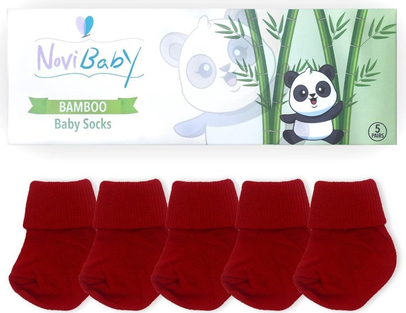 Novibaby 5-Piece Bamboo Newborn Baby Socks I Rudy I 0-6 Months  - Image 3