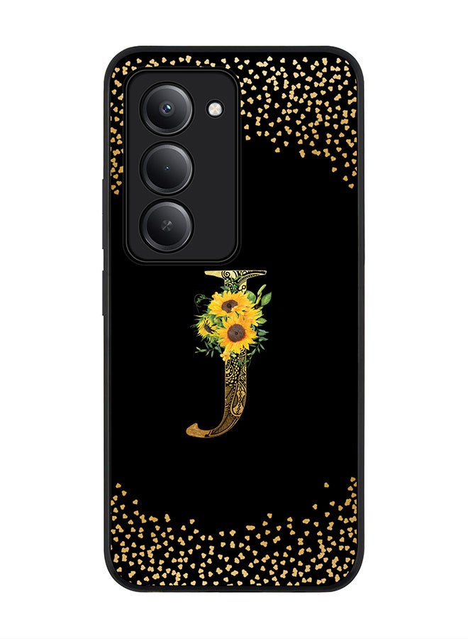 Stylizedd For Xiaomi Redmi 15 5G Case,Slim fit Camera Protection, Shockproof Thin Phone cover  - Custom Floral Monogram - J ( Black ) - Image 1
