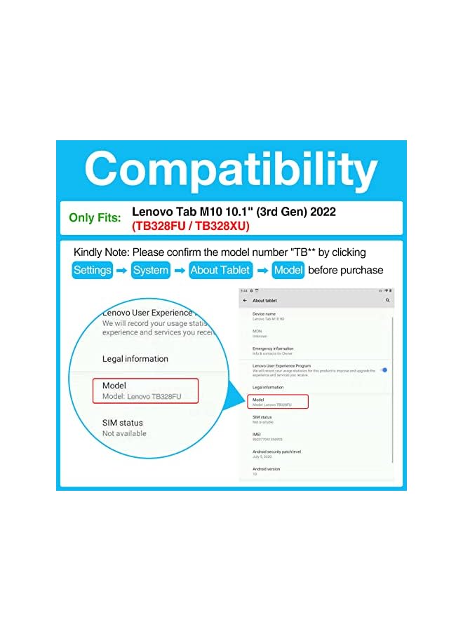 Procases Slim Folio Case for Lenovo Tab M10 10.1 Inch 2022 3rd Gen, Shockproof Stand Smart Cover for Lenovo Tab M10 10.1” TB328FU / TB328XU -Black - Image 4