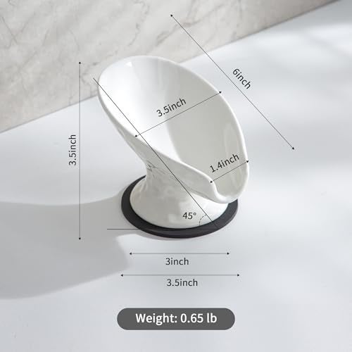 Enra Self Draining Soap Dish,Soap Dish for Shower,White Ceramic Soap Holder for Bathroom Kitchen Shower Keeps Soap Dry, Easy to Clean(Matte White) - Image 4