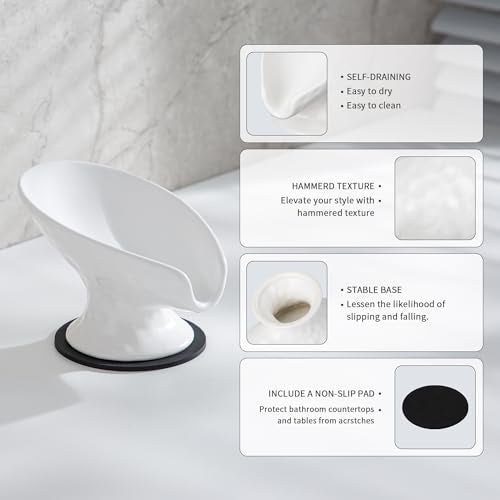 Enra Self Draining Soap Dish,Soap Dish for Shower,White Ceramic Soap Holder for Bathroom Kitchen Shower Keeps Soap Dry, Easy to Clean(Matte White) - Image 3