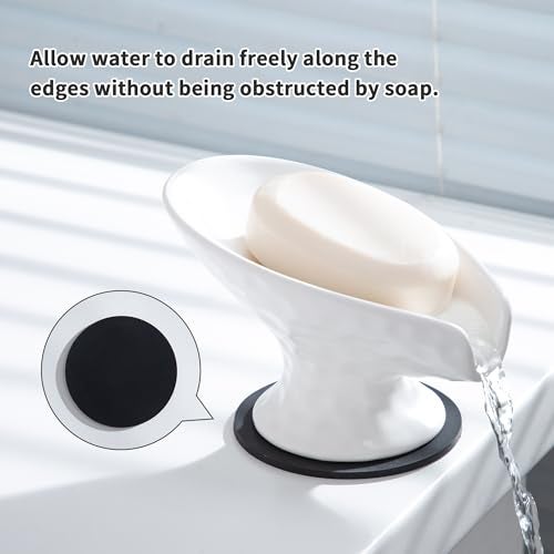 Enra Self Draining Soap Dish,Soap Dish for Shower,White Ceramic Soap Holder for Bathroom Kitchen Shower Keeps Soap Dry, Easy to Clean(Matte White) - Image 5