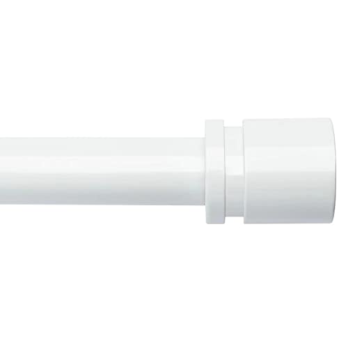 Byondeth Curtain Rods for Windows 16 to 88 Inches Adjustable Length 1 Inch Diameter Window Curtain Rod with Aluminium End Cap, White - Image 1