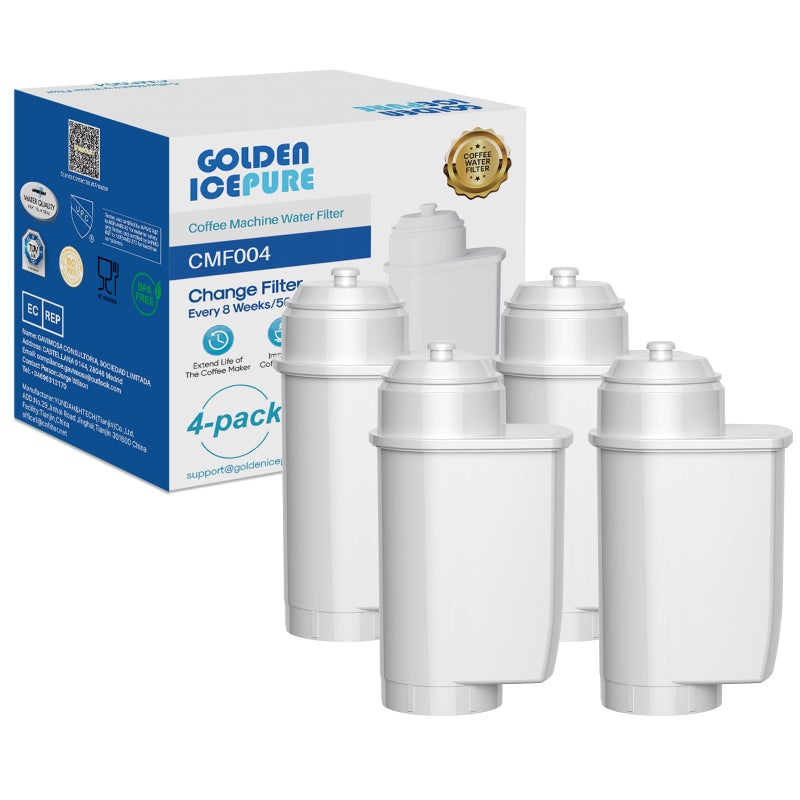 GOLDEN ICEPURE Coffee Machines Water Filter Compatible with Siemens EQ Series Water Filters EQ3EQ6EQ9 EQ500 S700 Brita Intenza 575491 Bosch TCZ7003 TCZ7033 NSF Certified 4 Pieces