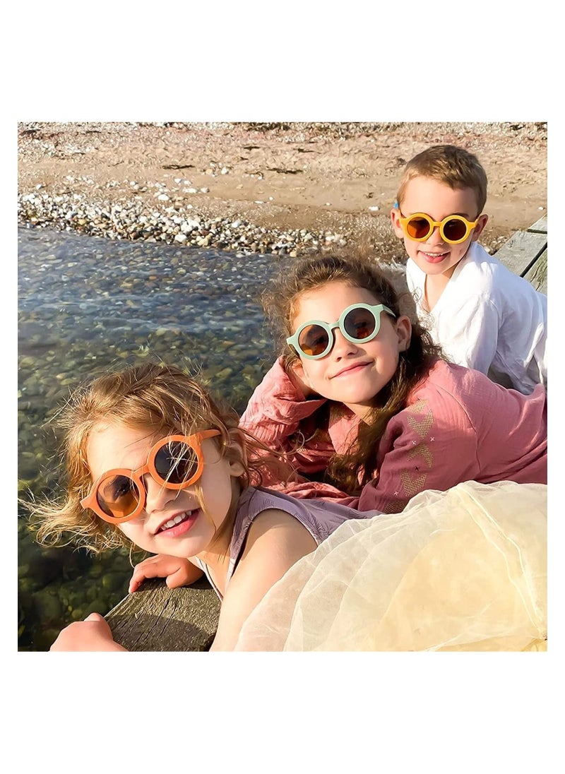 Captaintech Kids Sunglasses, Retro Cute Round Sunglasses for Kids Girls Boys Sunnies UV400 Protection Sun Glasses, Flexible Frame for Girls Boys Age 2-10 Morandi Sunglasses Fashion Beach Holiday  - Image 3