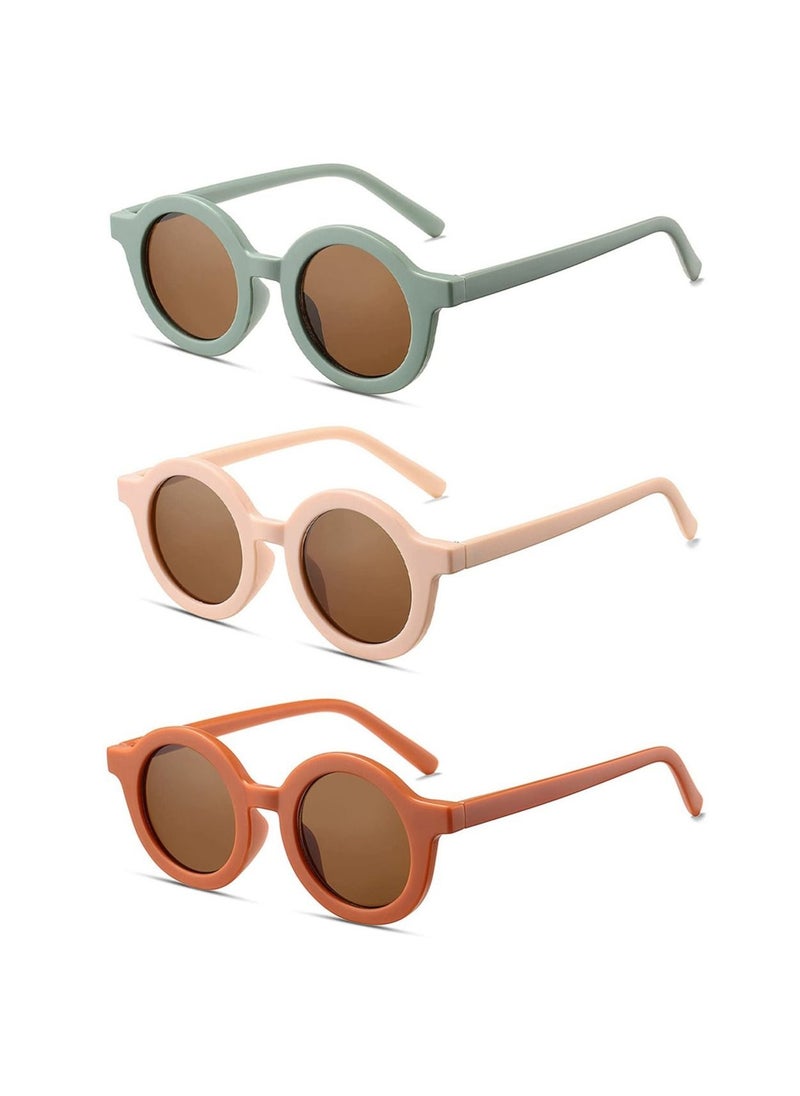 Captaintech Kids Sunglasses, Retro Cute Round Sunglasses for Kids Girls Boys Sunnies UV400 Protection Sun Glasses, Flexible Frame for Girls Boys Age 2-10 Morandi Sunglasses Fashion Beach Holiday  - Image 1