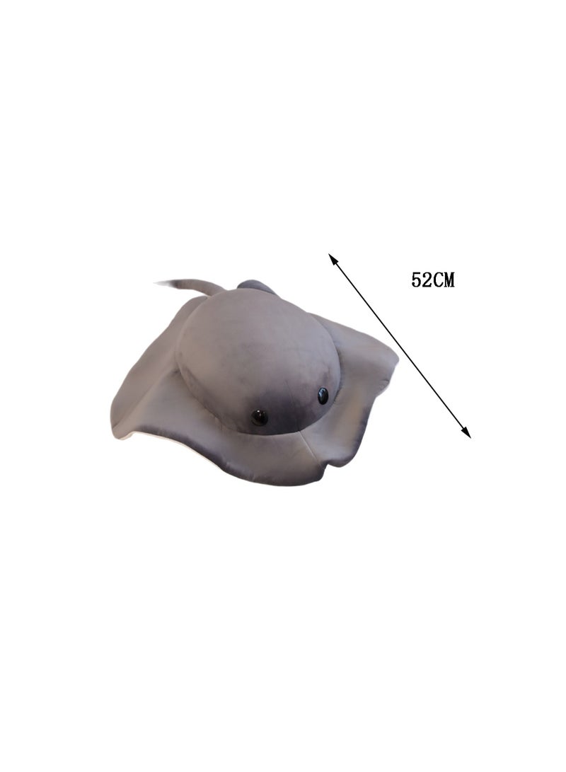52 CM Cute Ray Plush Toy Soft Stuffed Marine Animals Doll For Girls And Boys All Ages Gift （Grey） - Image 2