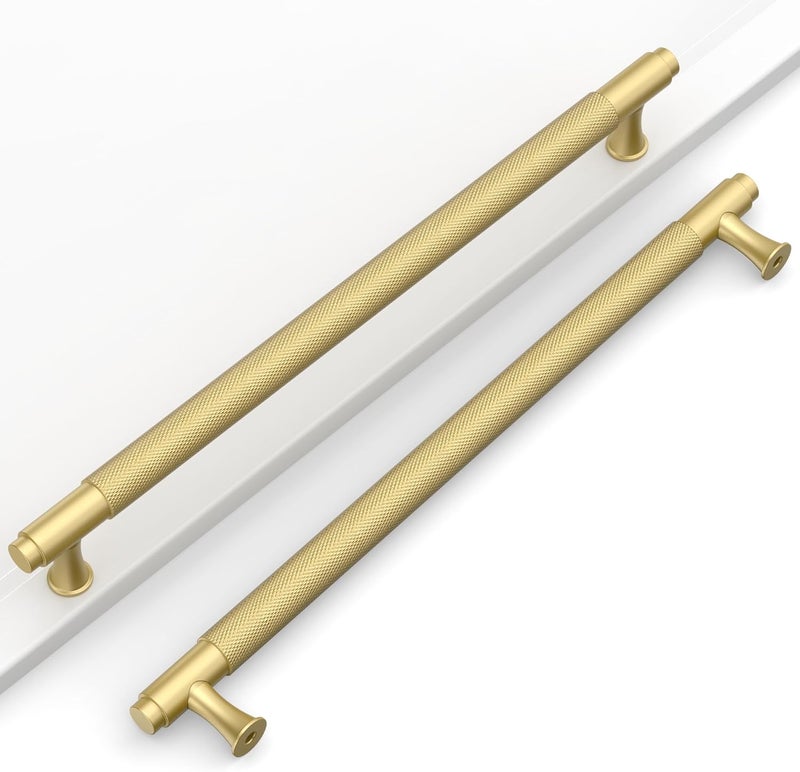 Coinkoly 10 Pack 9"(228mm) Gold Cabinet Pulls Knurled Kitchen Cabinet Handles Matte Gold Drawer Pulls Cupboard Hardware for Cabinets CK0029 - Image 1
