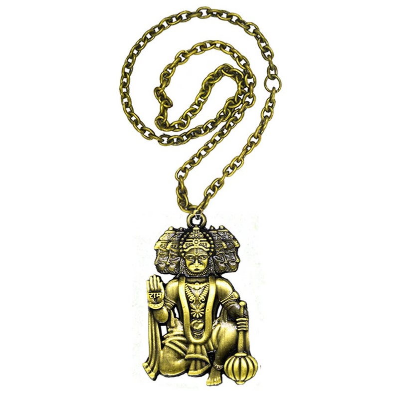 AFH Lord Panchmukhi Hanuman Bronze Idol Religious Décor Car Hanging Ornament Dream Catcher Positive Vibes Balcony, Gift, Vehicle, Wind Chimes - Image 3