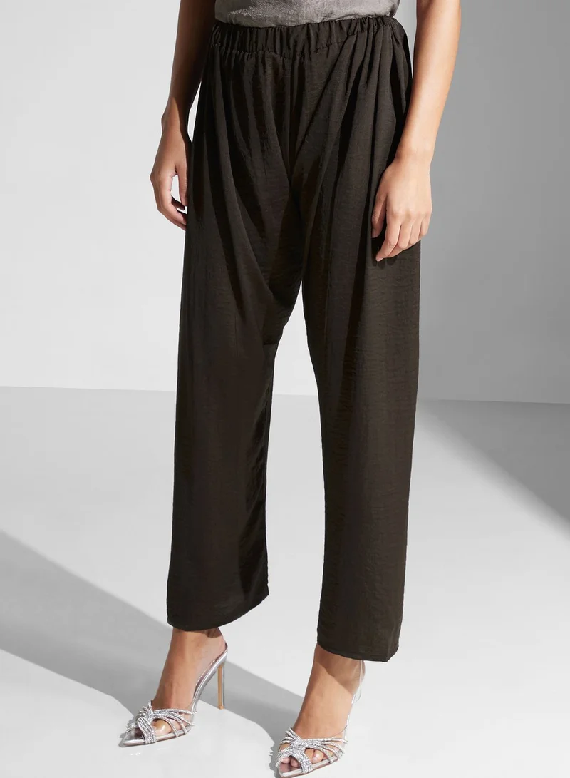 hayas closet Embroidered Rushed Sleeve Shirt & Pant Set