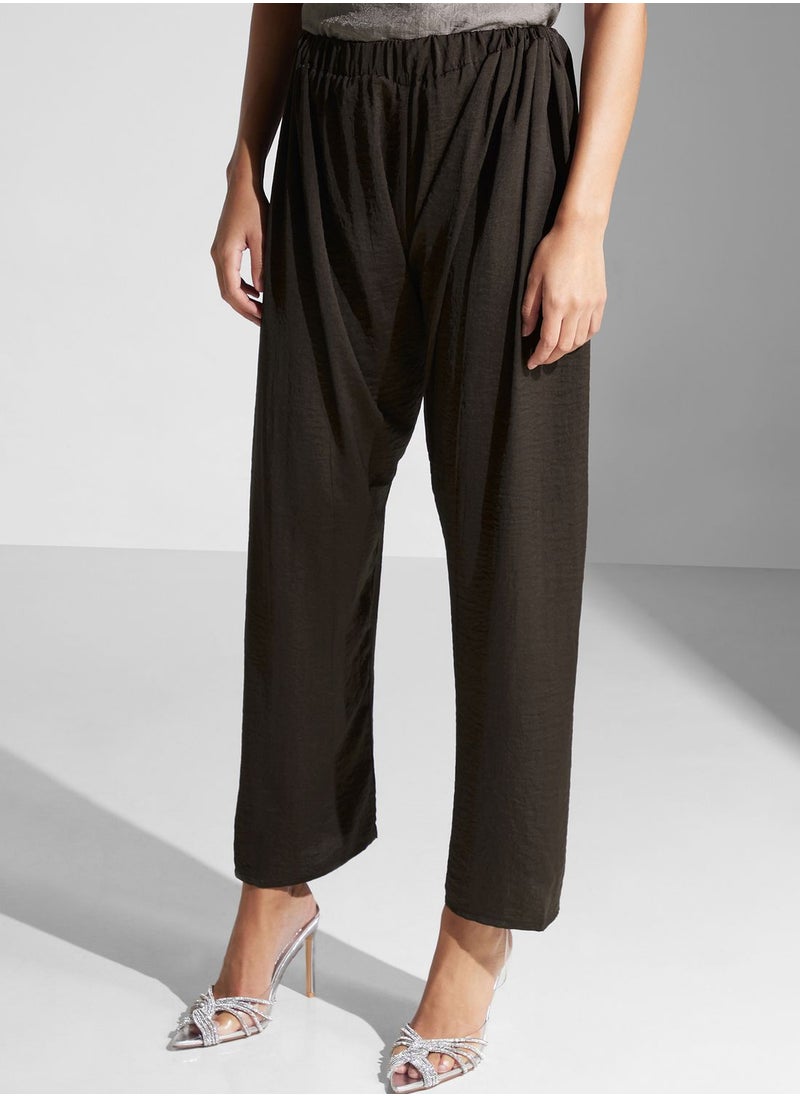 hayas closet - Embroidered Rushed Sleeve Shirt & Pant Set - Image 1