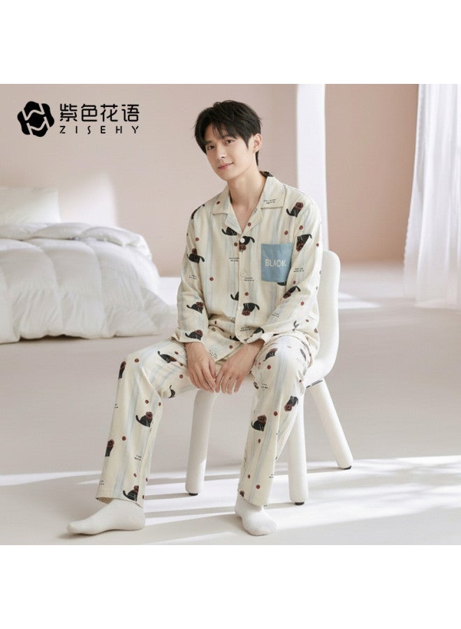 Zisehy Men's Pajamas Spring Autumn Student Youth Casual Wearable Homewear Set - Image 3