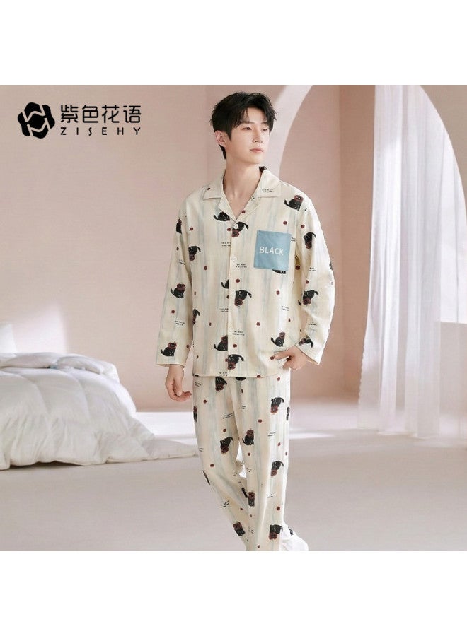 Zisehy Men's Pajamas Spring Autumn Student Youth Casual Wearable Homewear Set - Image 5