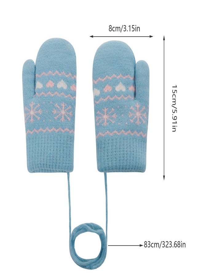 IPENNY Baby Toddler Winter Gloves for 1-3 Years Boys Girls, Thermal Fleece Lined Mittens with Hanging Neck String for Cold Weather (Blue) - Image 5