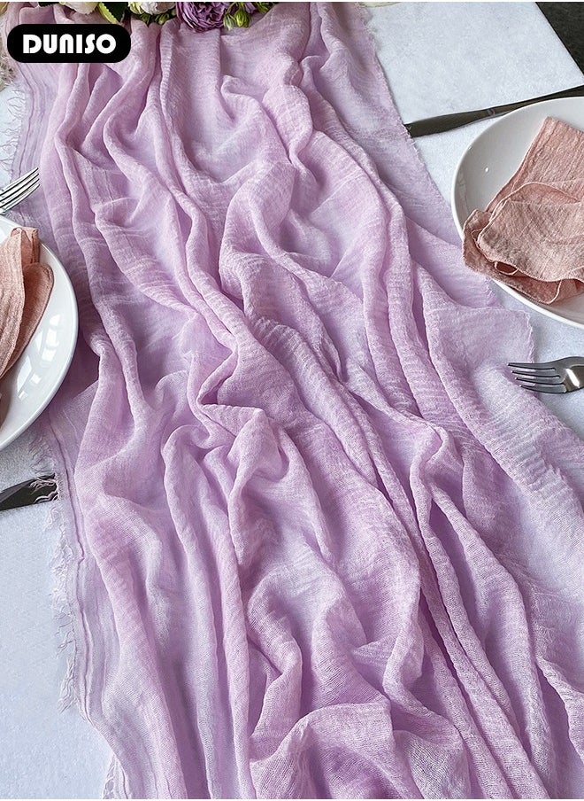 DUNISO Cheesecloth Table Runner, Beige Wedding Table Runner, 90x180 cm Boho Gauze Table Runner, Rustic Sheer Table Decor for Romantic Bridal Shower, Baby Shower, Birthday Party Table Decorations  - Image 5