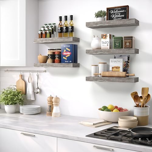 Sorbus Floating Shelves for Wall – 16 Inch Floating Shelf for Kitchen, Bedroom, Living Room, Bathroom, Home & Wall Decor - Mounted Bathroom Shelves with Invisible Brackets (Grey, 2 Pack) - Image 5