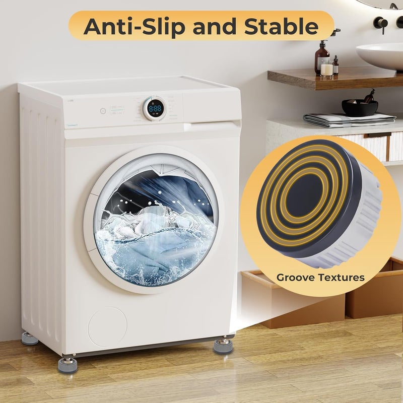 Alyvisun Washing Machine Foot Washers, 4 Pieces Universal Non-slip Foot Mat Shock Absorber Drainage Anti-rust Support Anti Vibration Dryer Stand, Dishwashers - Image 4