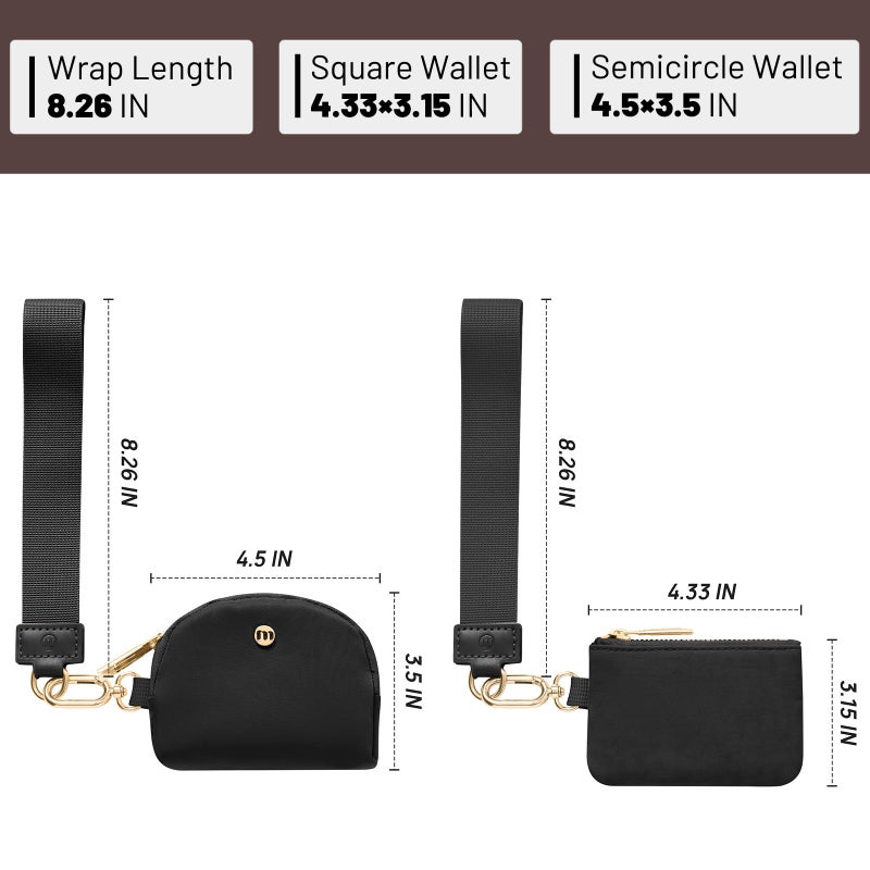 MEXS Keychain Wallet Mini Zip Around Wristlet Wallets for Women Detachable Dual Pouch Wristlet Portable Coin Purse Small Wallets - Image 3
