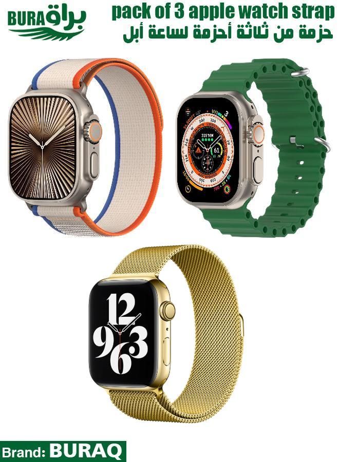 BURAQ Apple Watch Band Strap For Apple Watch Ultra 2/Ultra 49mm, Series 10 46mm, 9/8/7 45mm, SE2/SE/6/5/4 44mm, 3/2/1 42mm