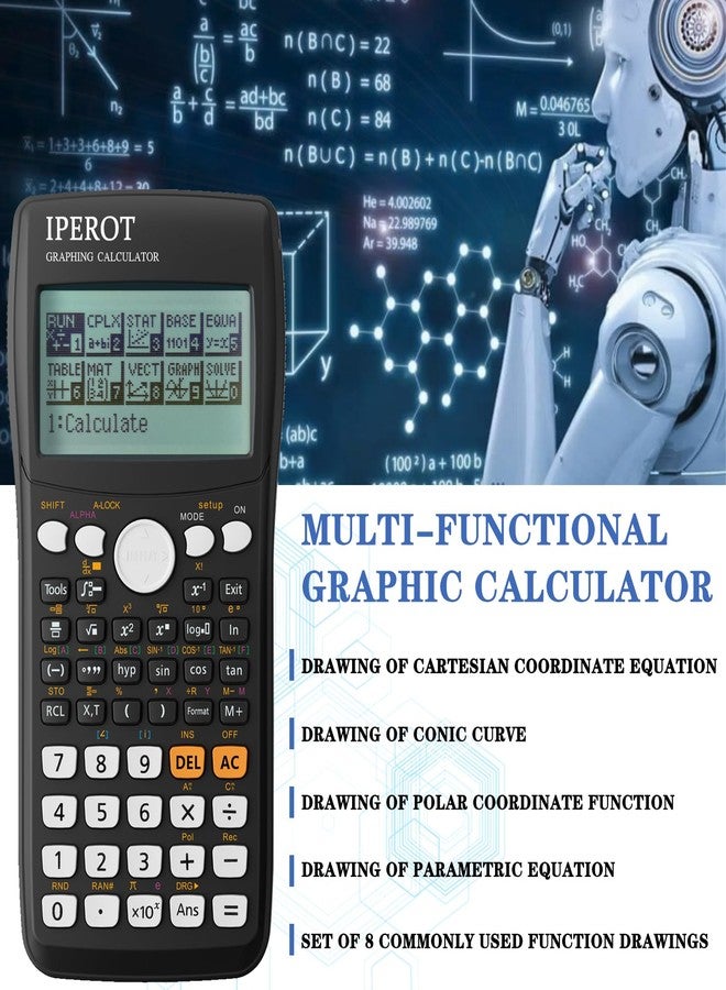 IPEROT Scientific Calculators with Graphing Calculator, Scientific Calculators 10 Modes/ 4 Graphing Functions, Desktop Math Calculator Ideal for School Supplies, Students, College, Teachers(Black) - Image 4