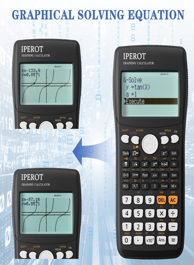 IPEROT Scientific Calculators with Graphing Calculator, Scientific Calculators 10 Modes/ 4 Graphing Functions, Desktop Math Calculator Ideal for School Supplies, Students, College, Teachers(Black) - Image 5